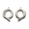 Tarnish Resistant 304 Stainless Steel Letter Pendant Rhinestone Settings STAS-Y006-61P-Q-2