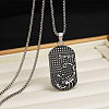 201 Stainless Steel Oval with Engraved Constellation Pendant Necklaces for Men WG36A86-08-1