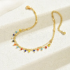 European Brass & Colorful Glass Seed Beaded Tassel Double Layer Anklets for Women LG5462-4
