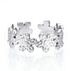 Non-Tarnish 304 Stainless Steel Flower Open Cuff Ring for Women RJEW-N040-33-2