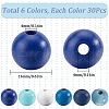 SOFPLATE 180Pcs 6 Colors Painted Natural Wood Beads WOOD-SP0001-08C-2