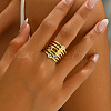 Brass Pave Cubic Zirconia Irregular Geometric Multi-layer Cuff Rings for Women IO9593-4