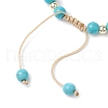 Adjustable Dyed Synthetic Turquoise & Shell Pearl Braided Bead Bracelets BJEW-JB10513-02-4