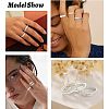3Pcs 3 Styles Zinc Alloy Micro Pave Clear Cubic Zirconia Finger Rings FS-WG142C0-06-2