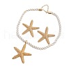Starfish Alloy & Polyester Cord Pendant Necklaces & Stud Earrings Sets FS-WGCE349-01-5