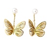 304 Stainless Steel Plastic Imitation Pearl Dangle Stud Earrings EJEW-D308-09G-2