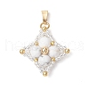 Natural Howlite & Glass Seed Beaded Star Pendants PALLOY-MZ00692-04-1