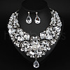 Teardrop Alloy Rhinestone Pendant Necklaces & Stud Earrings Sets for Women WG498A8-08-1