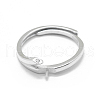 Anti-Tarnish Adjustable Rhodium Plated 925 Sterling Silver Finger Ring Components STER-L055-021P-1