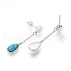 Mother's Day Jewellery Teardrop Brass Natural Pearl Dangle Stud Earrings PEAR-N020-06S-3
