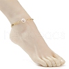 Natural Pearl Link Anklet with Brass Cob Chains for Women AJEW-AN00524-3