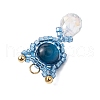 Natural Blue Tiger Eye(Dyed & Heated) & Handmade Glass Seed Beaded Cat Shape Pendants PALLOY-MZ00488-04-4