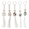 Waxed Cotton Cord Braided Macrame Pouch Gemstone Holder Keychain KEYC-JKC00537-1