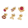 304 Stainless Steel Rhinestone Stone Dyeing Stud Earrings EJEW-S224-04G-05-1