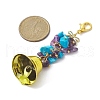 Gemstone Chips & Alloy Bowknot Kcychain HJEW-JM01313-3