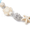 Starfish & Turtle Synthetic Turquoise(Dyed & Heated)  and Magnesite Braided Bead Bracelets BJEW-JB09818-02-2