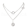 304 Stainless Steel Ring Hexagon Pendant Double Layer Necklaces for Women NJEW-JN05311-2