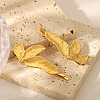 Fashionable Stainless Steel Leaf Stud Earrings & Hair Bobby Pin Set for Women SH3836-1-3