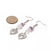 Alloy Charm with Natural Mixed Gemstone Chips Dangle Earrings EJEW-JE05225-4