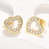 Brass Micro Pave Clear Cubic Zirconia Stud Earrings EJEW-C139-07G-2