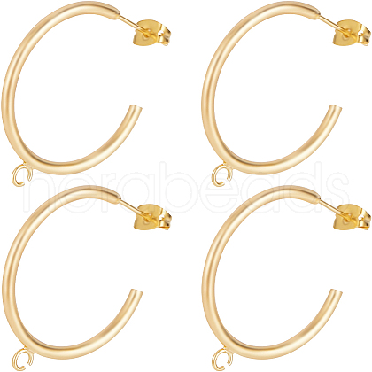Beebeecraft 16Pcs Brass Ring Stud Earring Findings KK-BBC0011-99-1