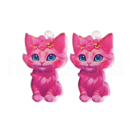 Kitty Theme Printed Acrylic Pendants OACR-S141-01E-1