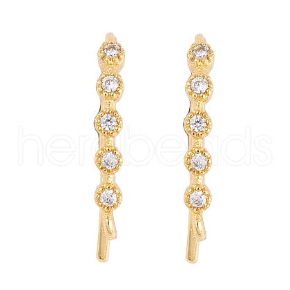 Rack Plating Brass Cubic Zirconia Earring Hooks KK-S374-05G-01-1