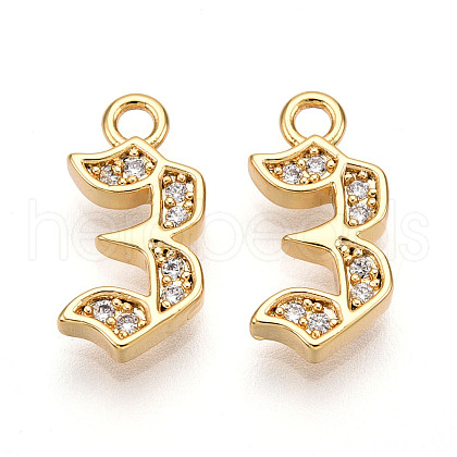 Brass Micro Pave Cubic Zirconia Charms KK-N261-104D-G-1