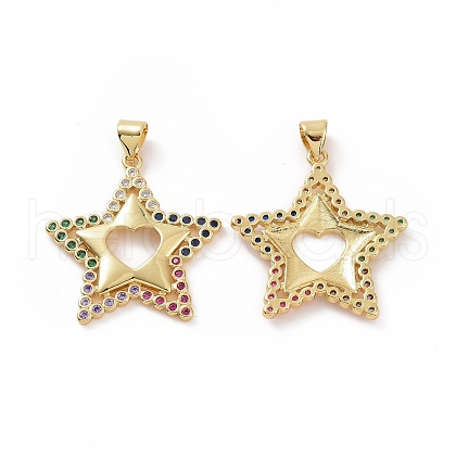 Brass Micro Pave Clear Cubic Zirconia Pendants ZIRC-F135-20G-1