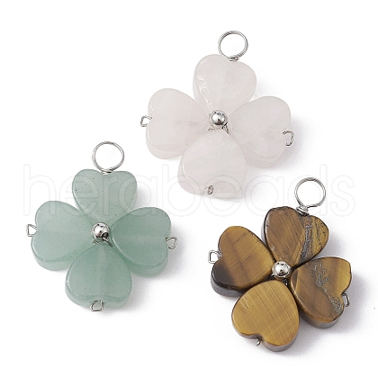 Natural & Synthetic Mixed Gemstone Shamrock Pendants PALLOY-JF02229-02-1