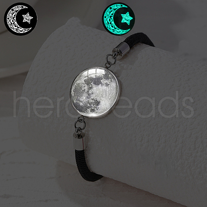 Luminous Alloy Glass Flat Round Link Bracelets WG46F56-08-1