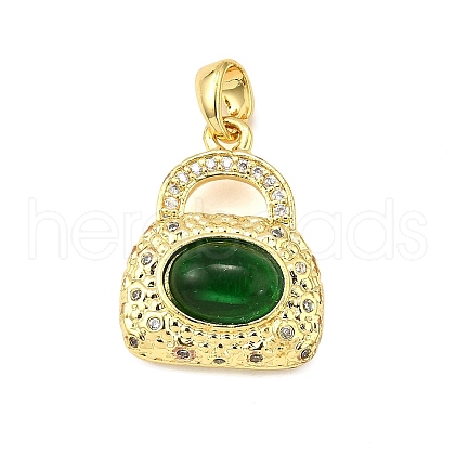 Brass Micro Pave Clear Cubic Zirconia Pendants KK-R227-06G-1