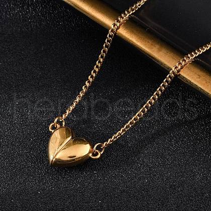 304 Stainless Steel Heart Pendant Necklaces for Women NJEW-Z065-06G-1