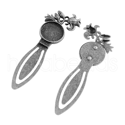 Tibetan Style Rose Flower Bookmark Cabochon Settings X-TIBE-S158-AS-NR-1