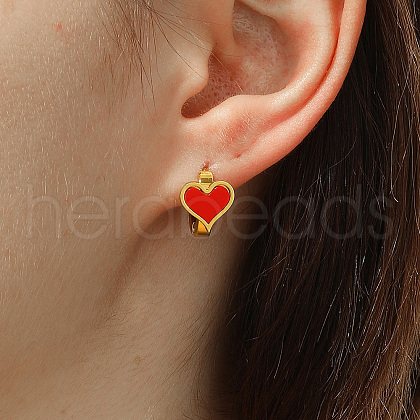 Romantic Heart Stainless Steel Hoop Earrings CN6275-1