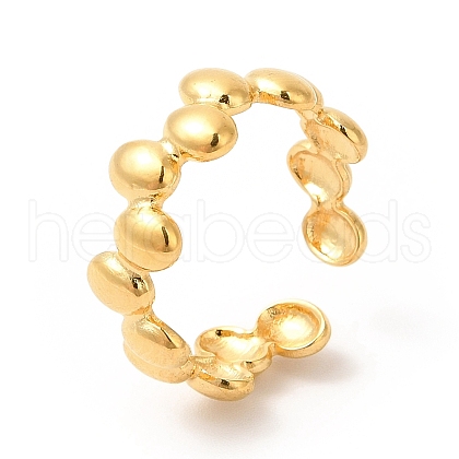 Ion Plating(IP) 304 Stainless Steel Oval Wrap Open Cuff Ring for Women RJEW-E063-15G-01-1
