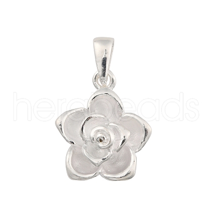 Fine Silver Flower Pendants with Bails and 999 Stamp STER-P069-02B-S-1