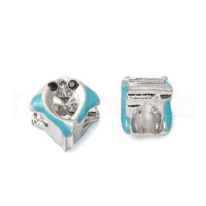 Rack Plating Alloy Enamel European Beads PALLOY-S189-44P-1