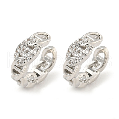 Brass Micro Pave Cubic Zirconia Cuff Earrings EJEW-C104-084P-1