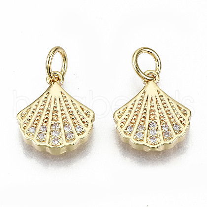 Brass Micro Pave Clear Cubic Zirconia Charms X-ZIRC-S067-182-NF-1