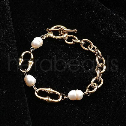 Stainless Steel Cable Chains Link Bracelets BJEW-F485-02G-1