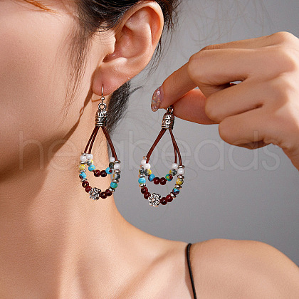 Alloy Synthetic Turquoise Dangle Earrings FS-WG12E90-23-1