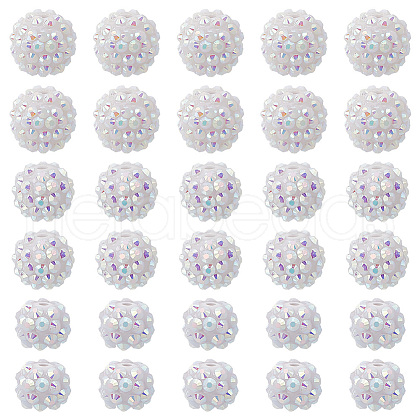   30Pcs 3 Styles Acrylic & Resin with Rhinestone Round Beads OACR-PH0004-27-1