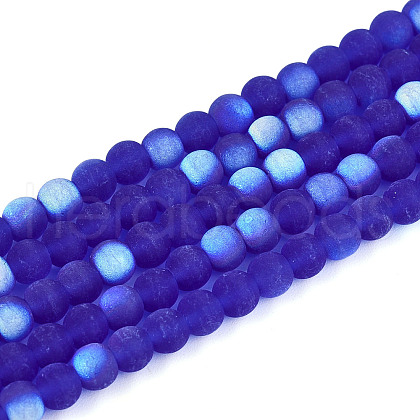 Frosted Transparent Glass Beads Strands GLAA-T032-T4mm-MBB16-1