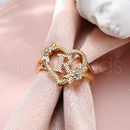 Heart with Flower Hollow Out Brass Finger Rings FS-WG99C3E-18-1