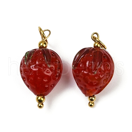 304 Stainless Steel with Handmade Lampwork Pendants STAS-Q352-02G-A-1