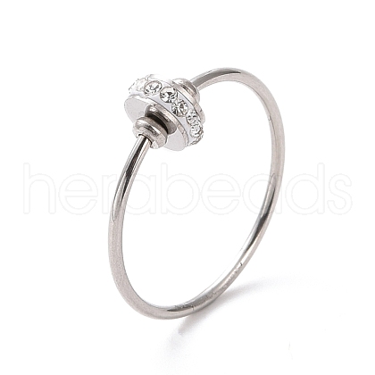 Crystal Rhinestone Flat Round Finger Ring RJEW-D120-22B-P-1