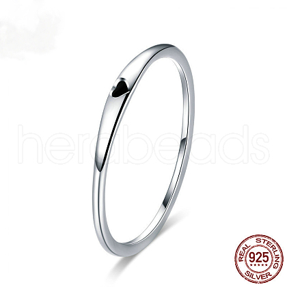 Heart Pattern Rhodium Plated 925 Sterling Silver Enamel Finger Rings FS-WGF7691-02-1