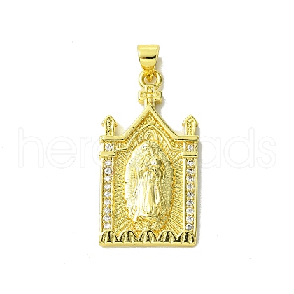 Real 18K Gold Plated Brass Micro Pave Clear Cubic Zirconia Pendants KK-H472-36F-G-1