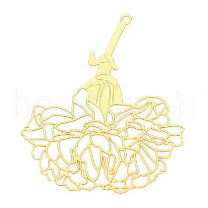 Brass Filigree Big Pendants KKC-T003-32G-1